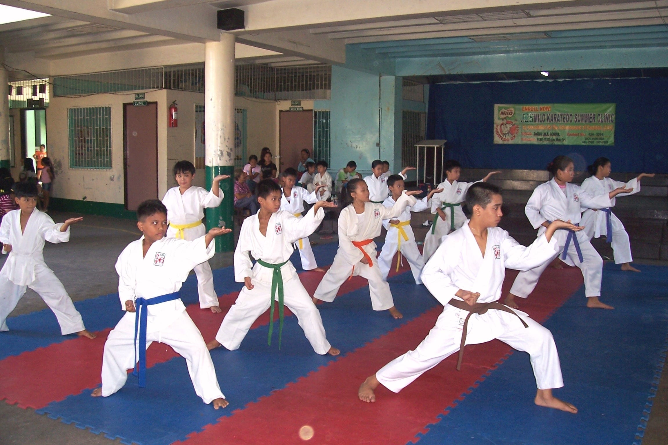 a group of children in a karate class