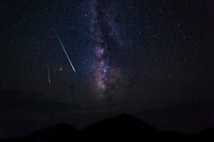 Meteorite streaking across the night sky