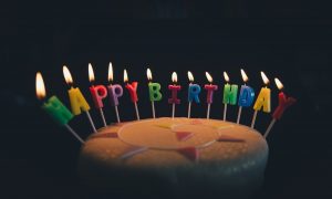 Birthday cake with Happy Birthday candles