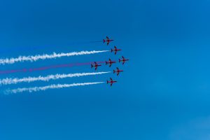 The Red Arrows in formation at Silverstone