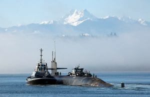 Nuclear submarine on the surface