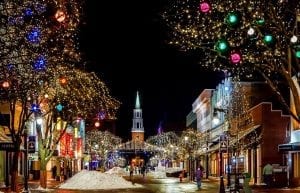 A town dressed in celebration Winter lights