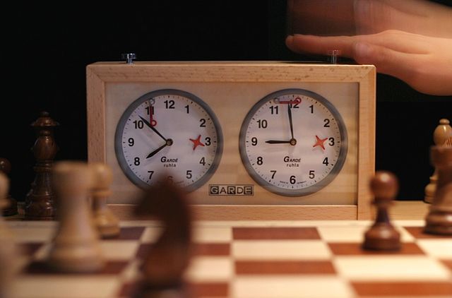 A mechanical chess clock