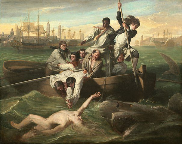 shark attack painting depiction
