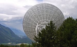 a large white satellite dish, Radio telescope, Switzerland