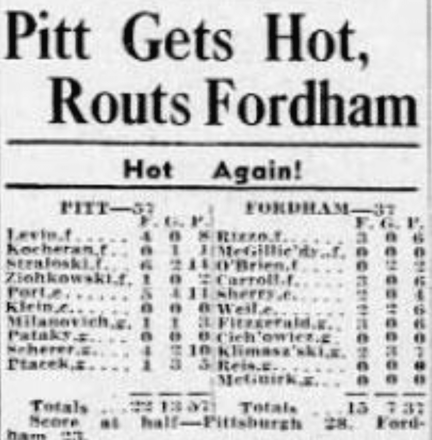 Pitt vs. Fordham in 1940
