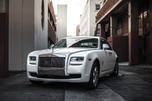 A white Rolls Royce Wraith