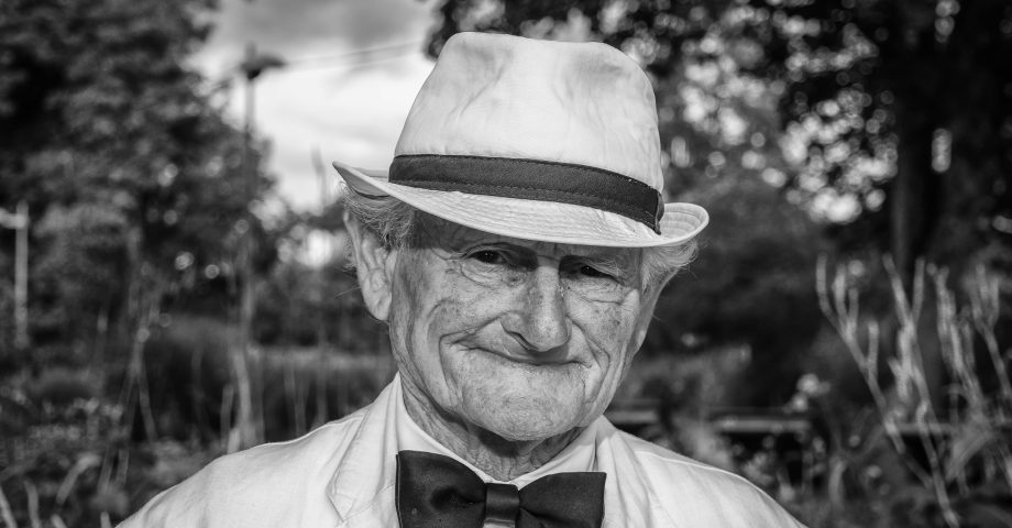 Old man wearing a fedora hat