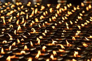 hundreds of candles, celebrating Diwali