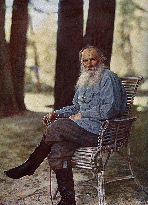 colored photograph of Leo Tolstoy