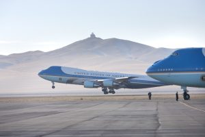 Air Force One landing in Mongolia