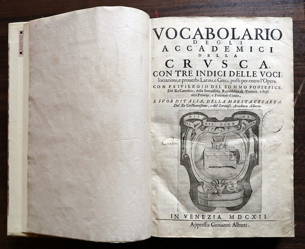 1612 Vocabolario degli Accademici della Crusca