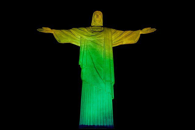 Christ the Redeemer as seen in Rio de Janeiro at night