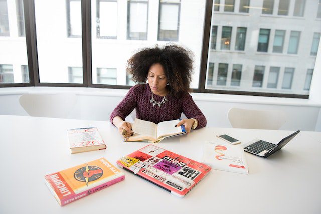 girl researching