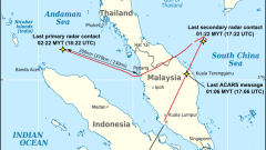 Known flight path taken by Malaysia Airlines Flight 370