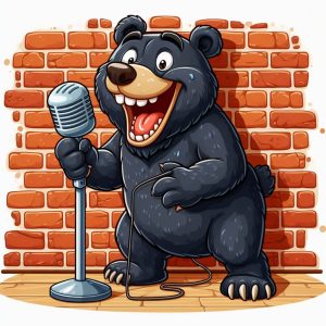 Bear telling jokes
