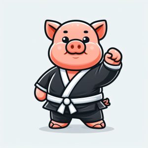 Pig doing karate