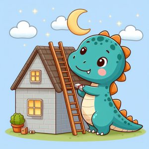 Dinosaur with a ladder