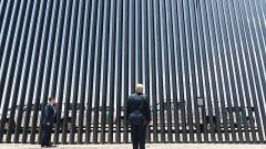 Trump surveying the US Mexican border wall