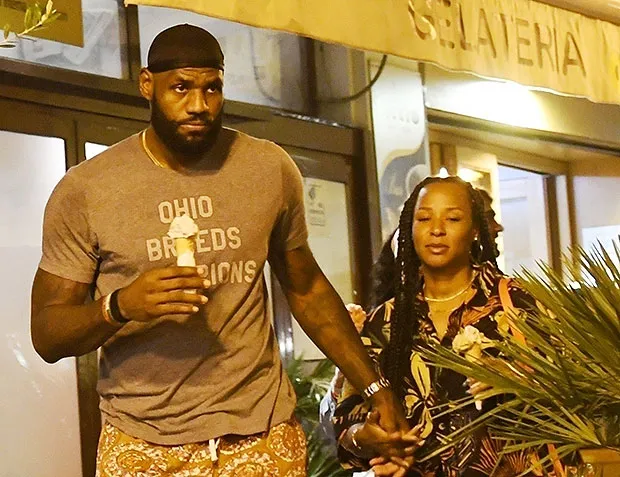 LeBron James with wife