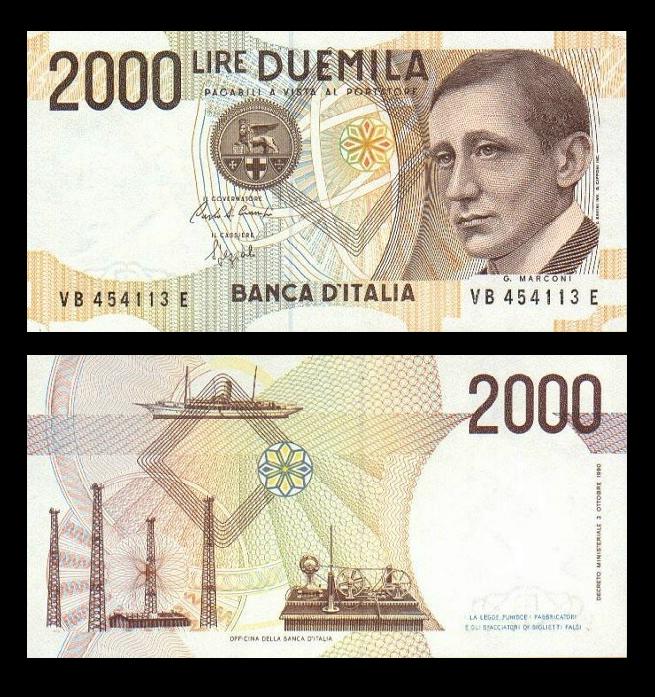 Italian lira banknote, 1990