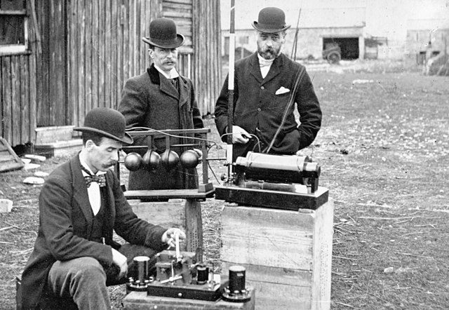 Guglielmo Marconi's invention being tested